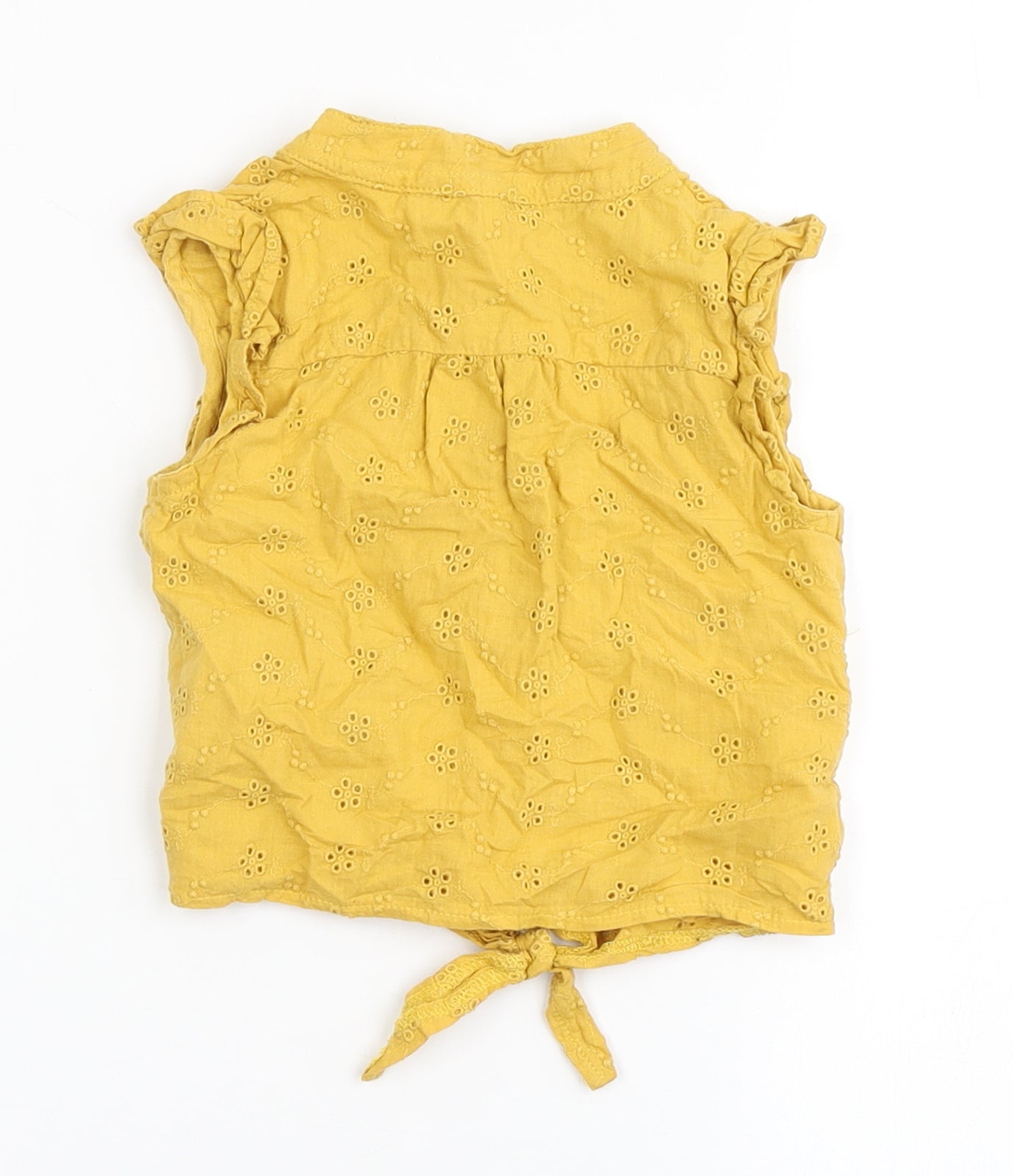 Primark Girls Yellow  100% Cotton Basic Blouse Size 12-18 Months Round Neck Button