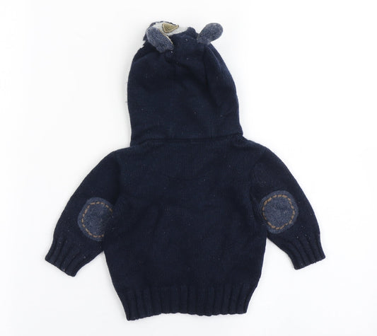 NEXT Boys Blue  Cotton Cardigan Jumper Size 3-6 Months  Button - Bear