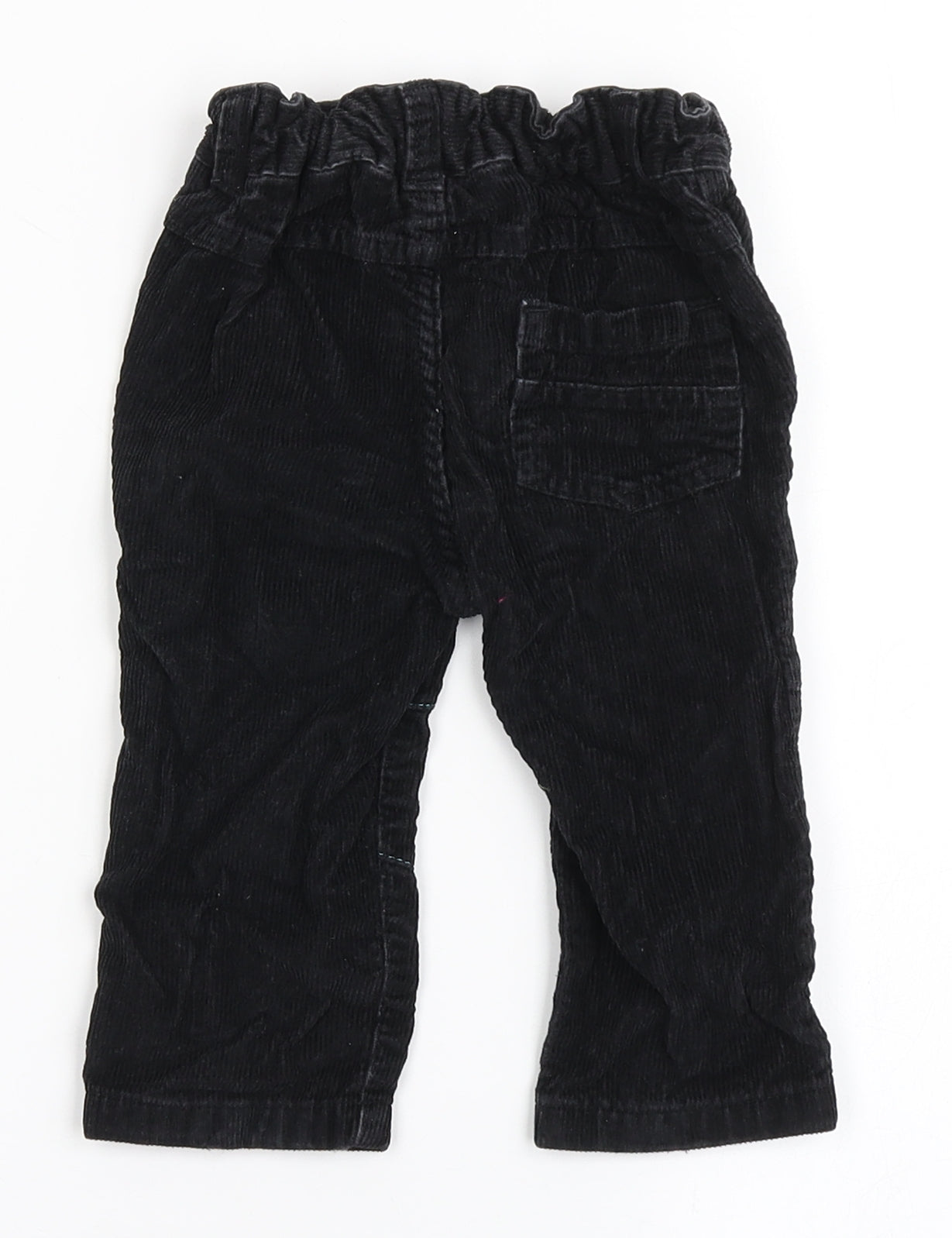 George Boys Black  100% Cotton Cargo Trousers Size 9-12 Months  Button