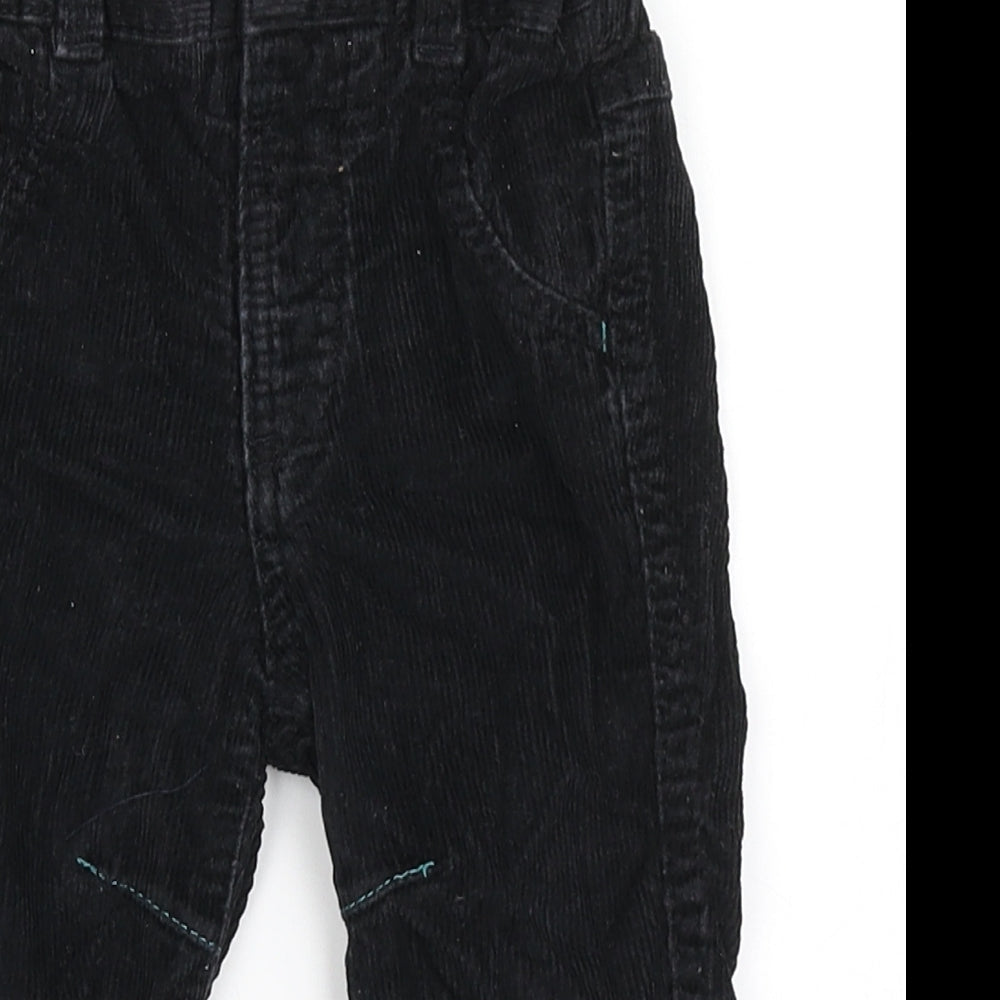 George Boys Black  100% Cotton Cargo Trousers Size 9-12 Months  Button