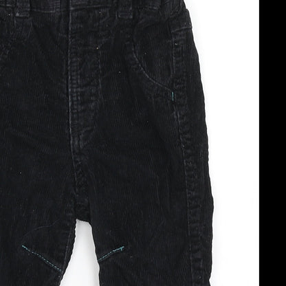 George Boys Black  100% Cotton Cargo Trousers Size 9-12 Months  Button