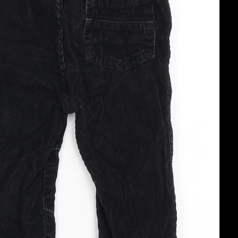 George Boys Black  100% Cotton Cargo Trousers Size 9-12 Months  Button