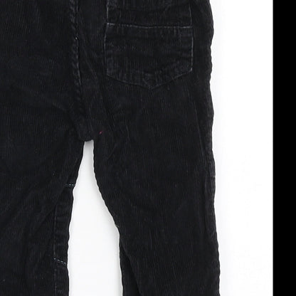 George Boys Black  100% Cotton Cargo Trousers Size 9-12 Months  Button