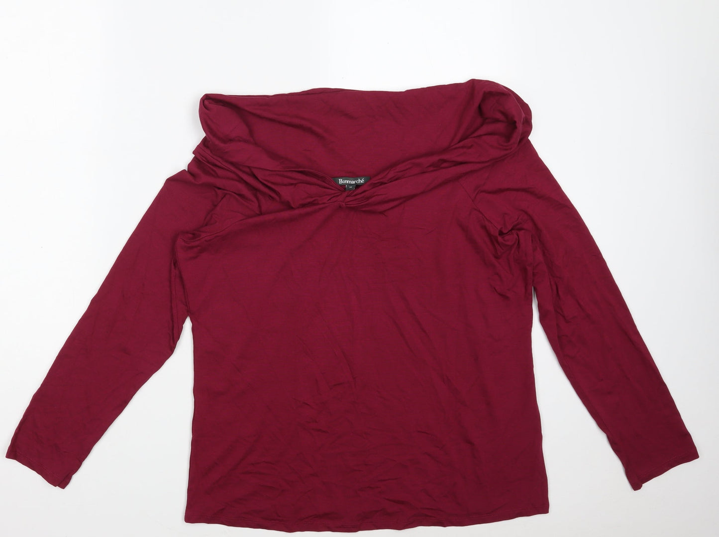 Bonmarché Womens Purple  Viscose Basic T-Shirt Size 18 Boat Neck