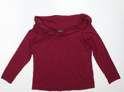 Bonmarché Womens Purple  Viscose Basic T-Shirt Size 18 Boat Neck