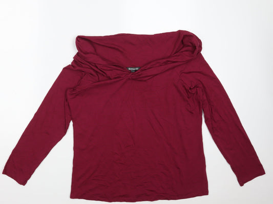 Bonmarché Womens Purple  Viscose Basic T-Shirt Size 18 Boat Neck