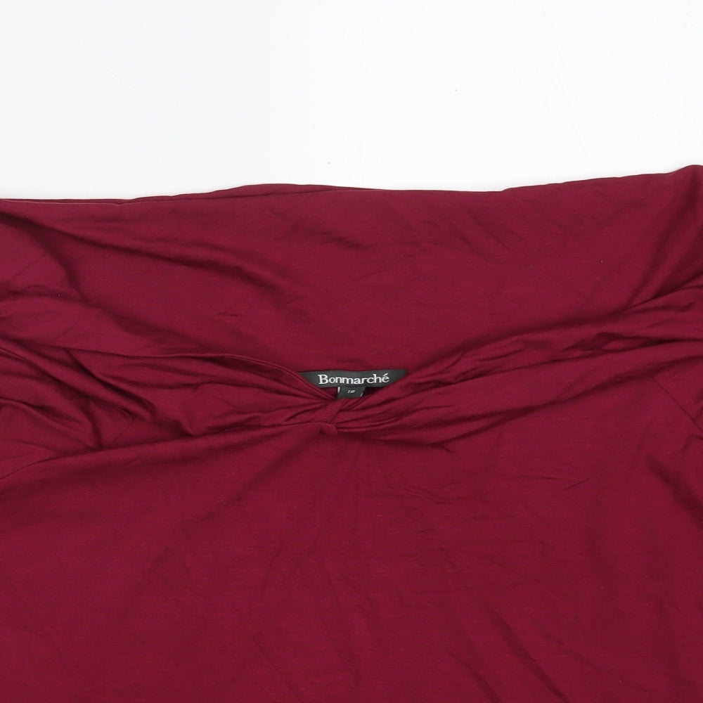 Bonmarché Womens Purple  Viscose Basic T-Shirt Size 18 Boat Neck