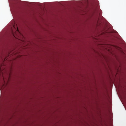 Bonmarché Womens Purple  Viscose Basic T-Shirt Size 18 Boat Neck