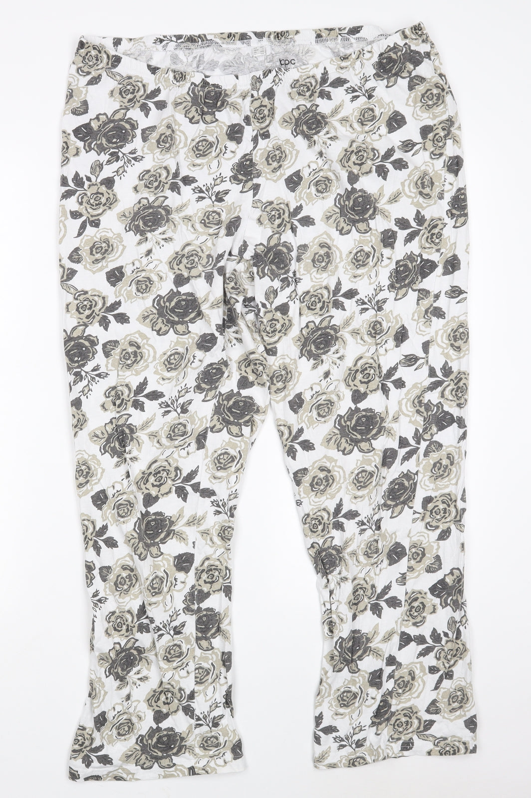 Bonprix Collection Womens White Floral Cotton Sweatpants Trousers Size XL L26 in Regular