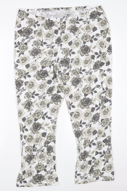 Bonprix Collection Womens White Floral Cotton Sweatpants Trousers Size XL L26 in Regular