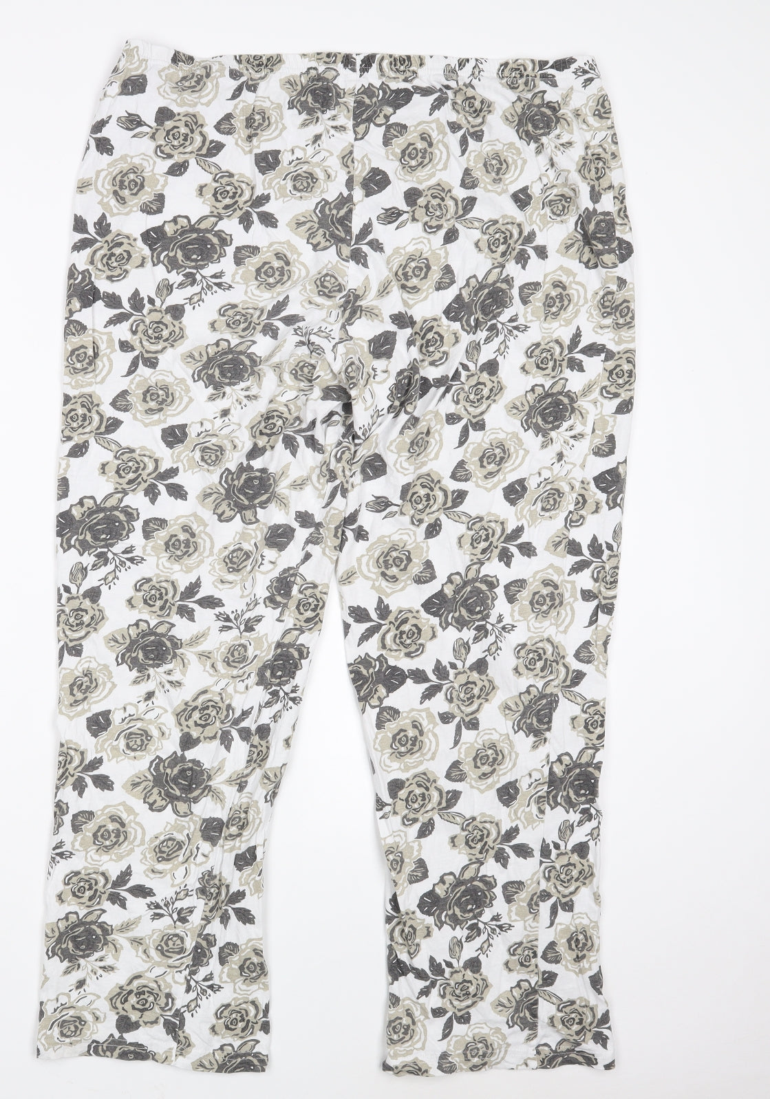Bonprix Collection Womens White Floral Cotton Sweatpants Trousers Size XL L26 in Regular