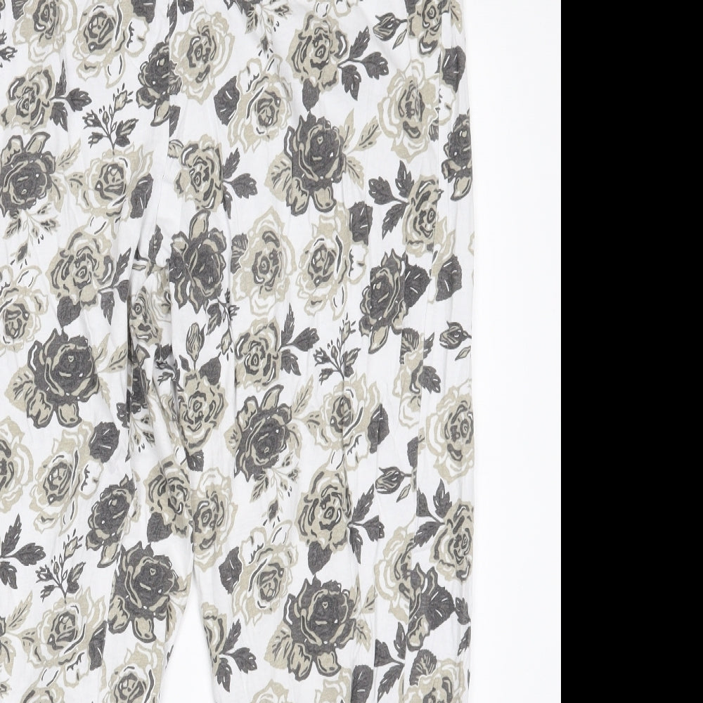 Bonprix Collection Womens White Floral Cotton Sweatpants Trousers Size XL L26 in Regular