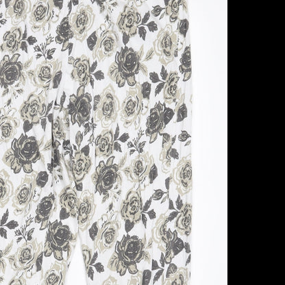 Bonprix Collection Womens White Floral Cotton Sweatpants Trousers Size XL L26 in Regular