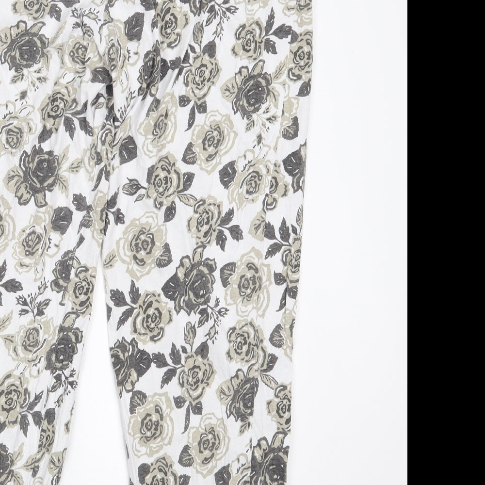 Bonprix Collection Womens White Floral Cotton Sweatpants Trousers Size XL L26 in Regular