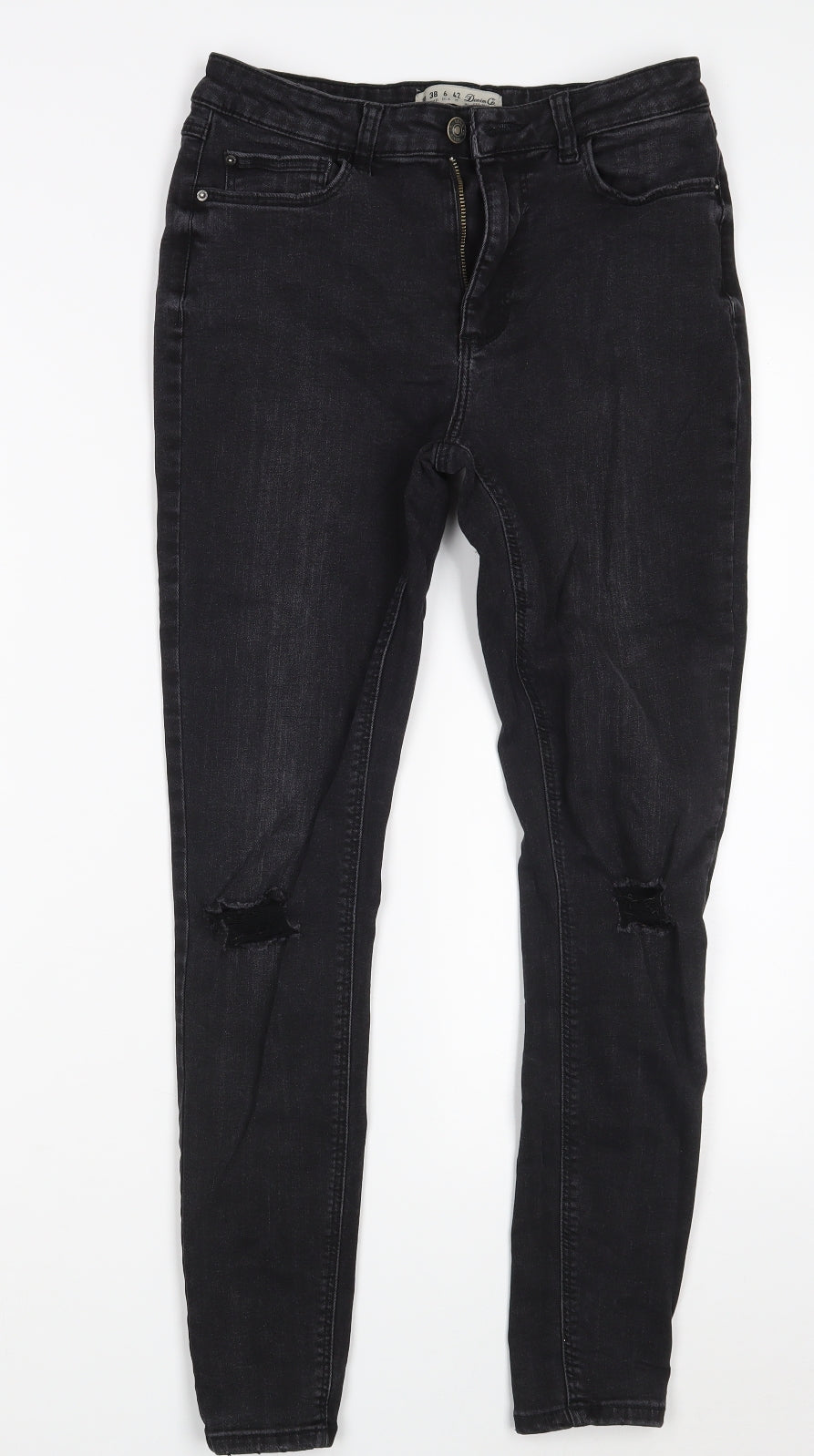 Denim Co. Womens Black  Cotton Skinny Jeans Size 10 L26 in Slim Zip
