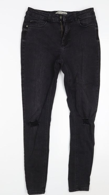 Denim Co. Womens Black  Cotton Skinny Jeans Size 10 L26 in Slim Zip