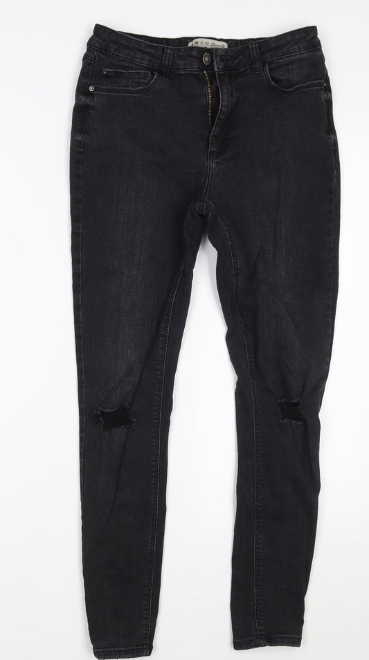 Denim Co. Womens Black  Cotton Skinny Jeans Size 10 L26 in Slim Zip