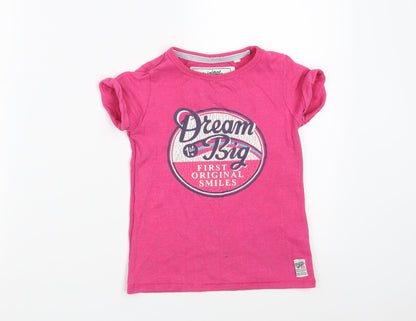 NEXT Girls Pink  Cotton Basic T-Shirt Size 4 Years Round Neck