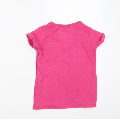 NEXT Girls Pink  Cotton Basic T-Shirt Size 4 Years Round Neck