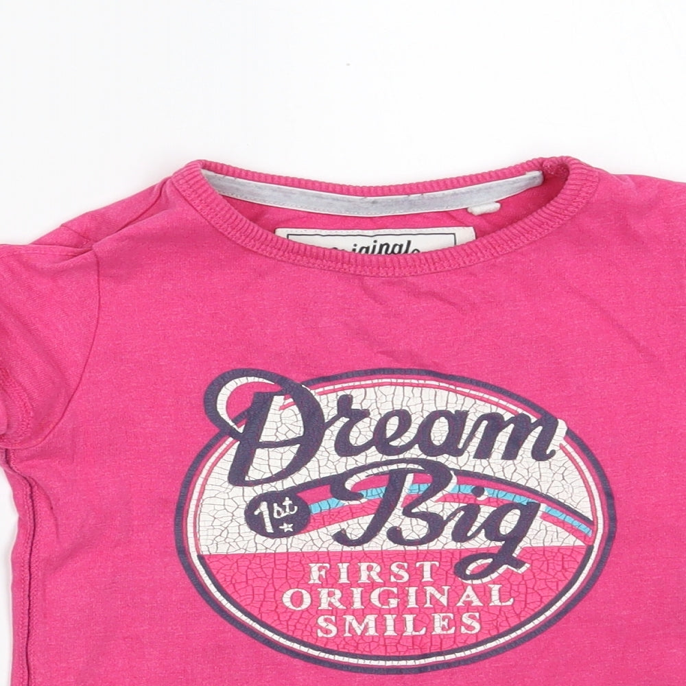 NEXT Girls Pink  Cotton Basic T-Shirt Size 4 Years Round Neck