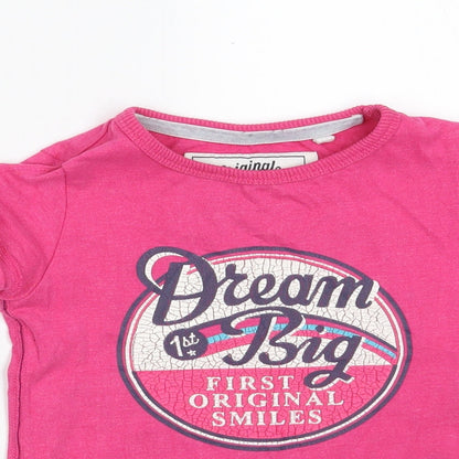 NEXT Girls Pink  Cotton Basic T-Shirt Size 4 Years Round Neck
