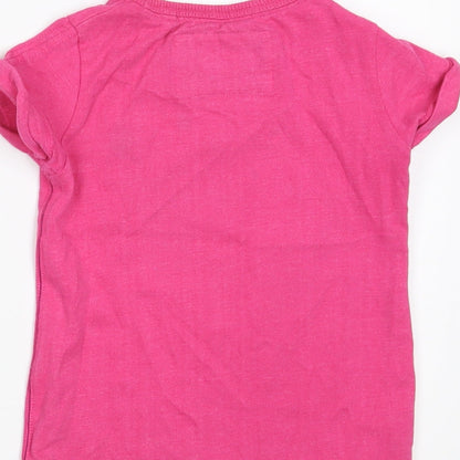 NEXT Girls Pink  Cotton Basic T-Shirt Size 4 Years Round Neck