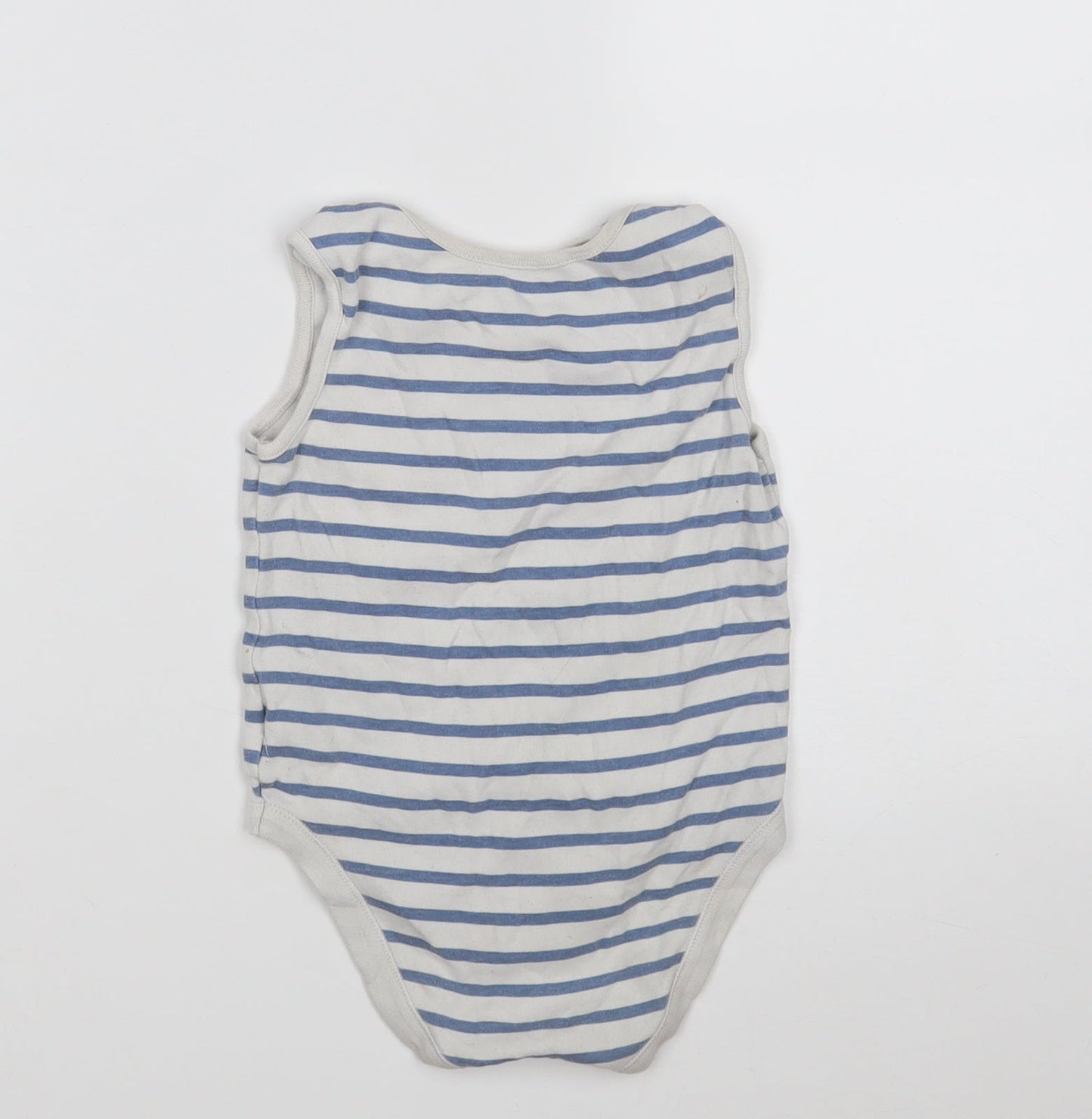 Dunnes Baby White Striped 100% Cotton Babygrow One-Piece Size 18-24 Months  Button