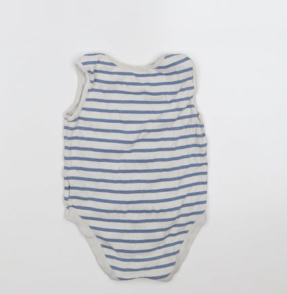 Dunnes Baby White Striped 100% Cotton Babygrow One-Piece Size 18-24 Months  Button