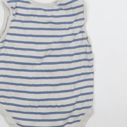 Dunnes Baby White Striped 100% Cotton Babygrow One-Piece Size 18-24 Months  Button