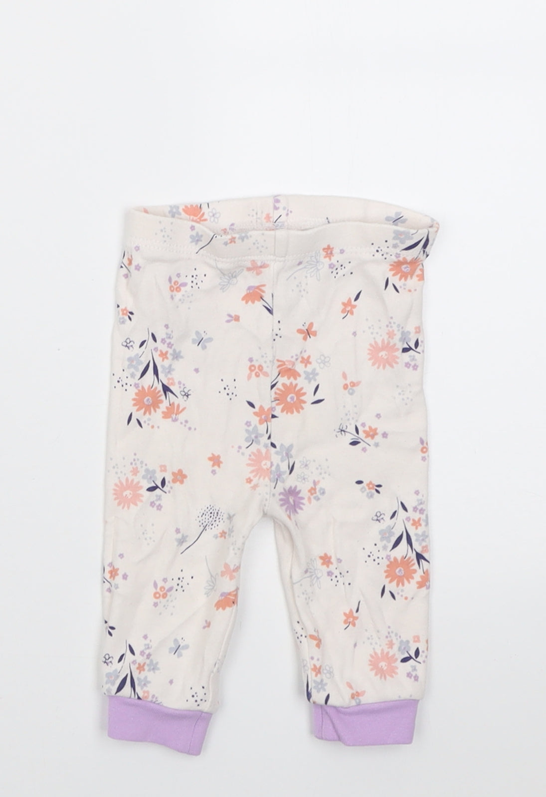George Girls Purple Floral Cotton Capri Trousers Size 3-6 Months  Pullover
