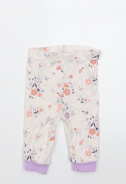 George Girls Purple Floral Cotton Capri Trousers Size 3-6 Months  Pullover