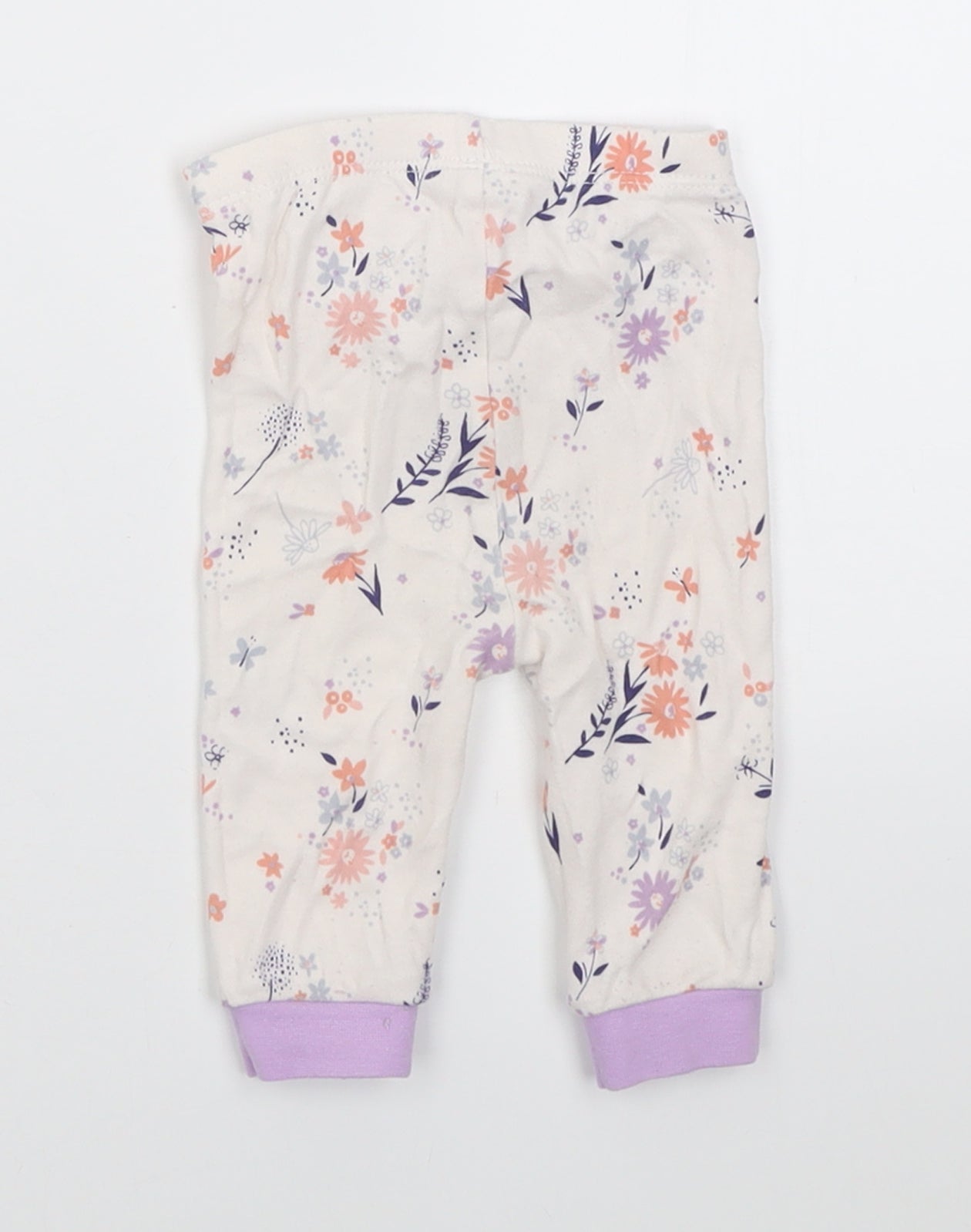 George Girls Purple Floral Cotton Capri Trousers Size 3-6 Months  Pullover