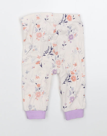 George Girls Purple Floral Cotton Capri Trousers Size 3-6 Months  Pullover