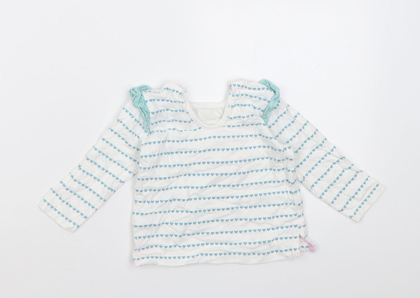 Dunnes Stores Girls Blue Striped Cotton Basic Casual Size 3-6 Months Crew Neck Button