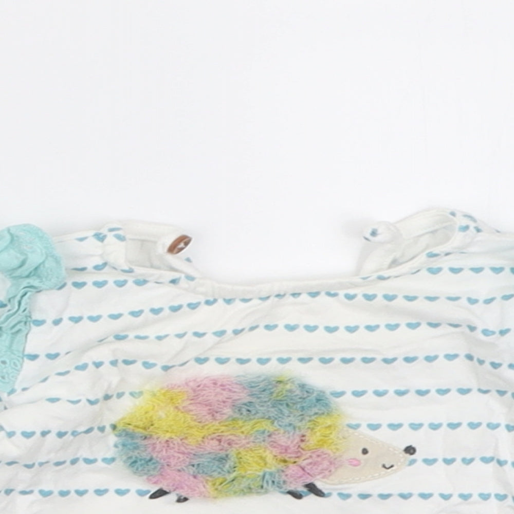 Dunnes Stores Girls Blue Striped Cotton Basic Casual Size 3-6 Months Crew Neck Button