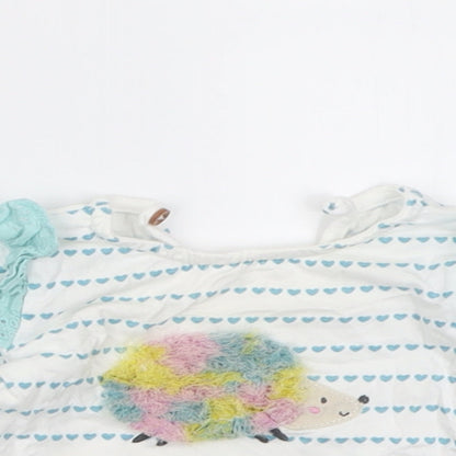 Dunnes Stores Girls Blue Striped Cotton Basic Casual Size 3-6 Months Crew Neck Button