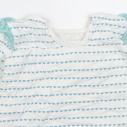 Dunnes Stores Girls Blue Striped Cotton Basic Casual Size 3-6 Months Crew Neck Button