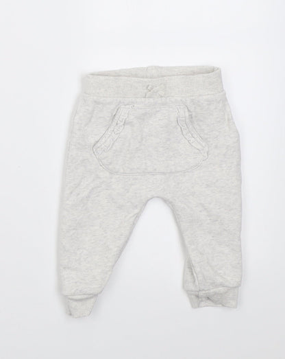 George Girls Grey  Cotton Jogger Trousers Size 3-6 Months  Pullover