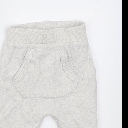 George Girls Grey  Cotton Jogger Trousers Size 3-6 Months  Pullover