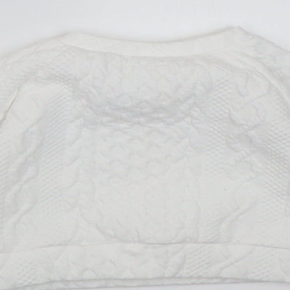 Preworn Girls White Geometric Cotton Pullover Jumper Size 3-6 Months  Button