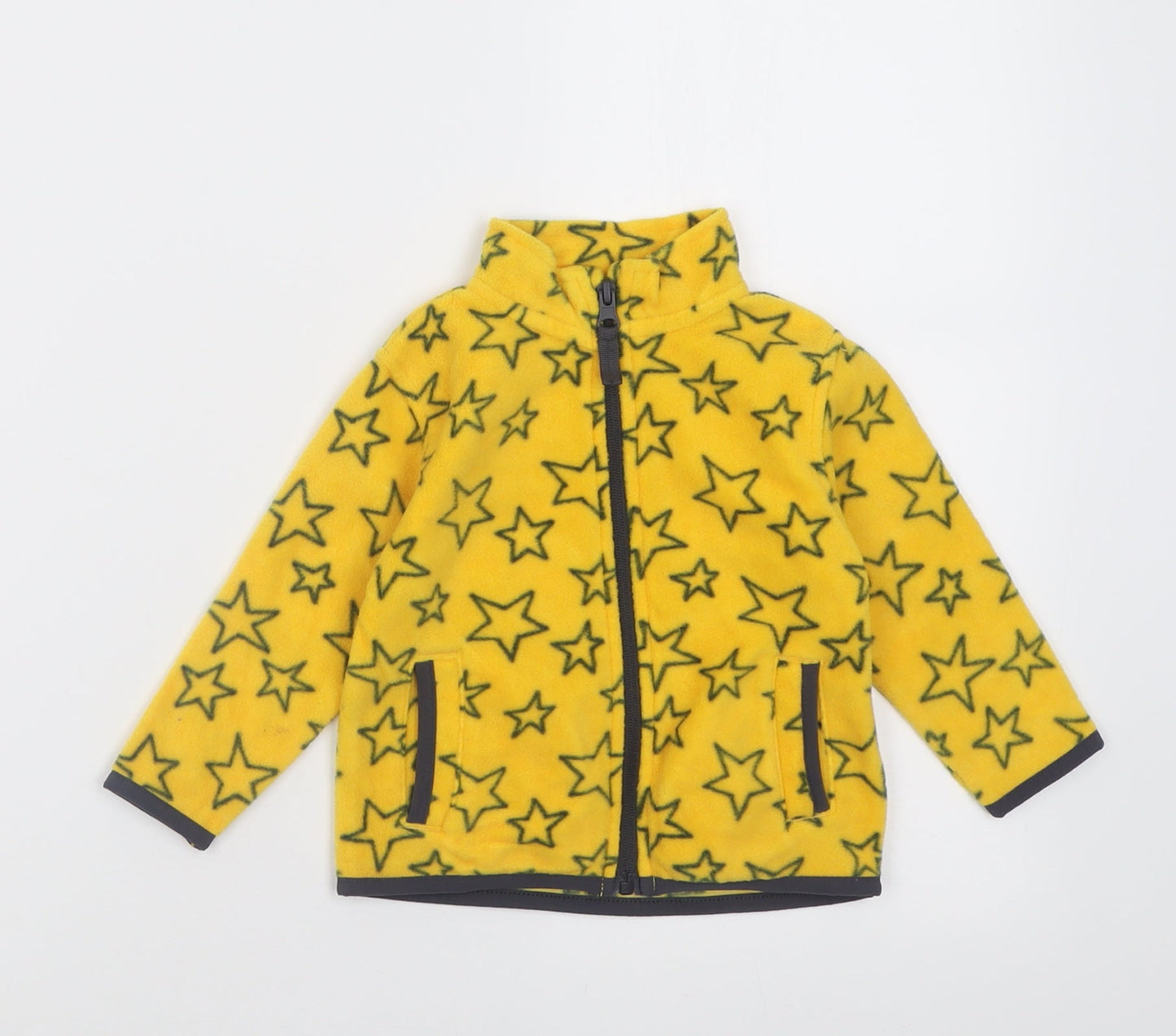 Dunnes Stores Boys Yellow Geometric Polyester Full Zip Jumper Size 6-9 Months  Zip - Star Pattern