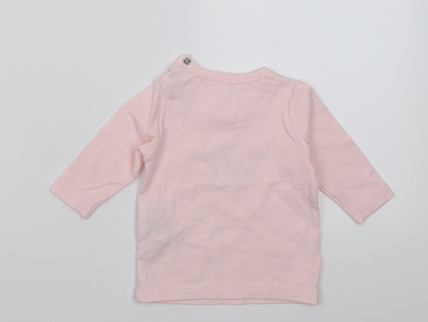 name it Girls Pink  Cotton Basic Casual Size 0-3 Months Crew Neck Button - go wild