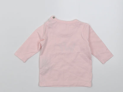 name it Girls Pink  Cotton Basic Casual Size 0-3 Months Crew Neck Button - go wild