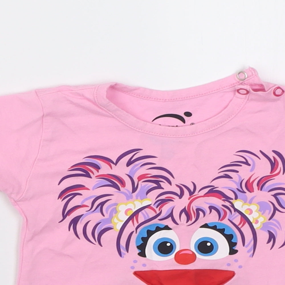 portAventura  Girls Pink  Cotton Basic T-Shirt Size 6-9 Months Crew Neck Pullover