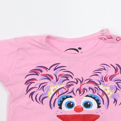 portAventura  Girls Pink  Cotton Basic T-Shirt Size 6-9 Months Crew Neck Pullover