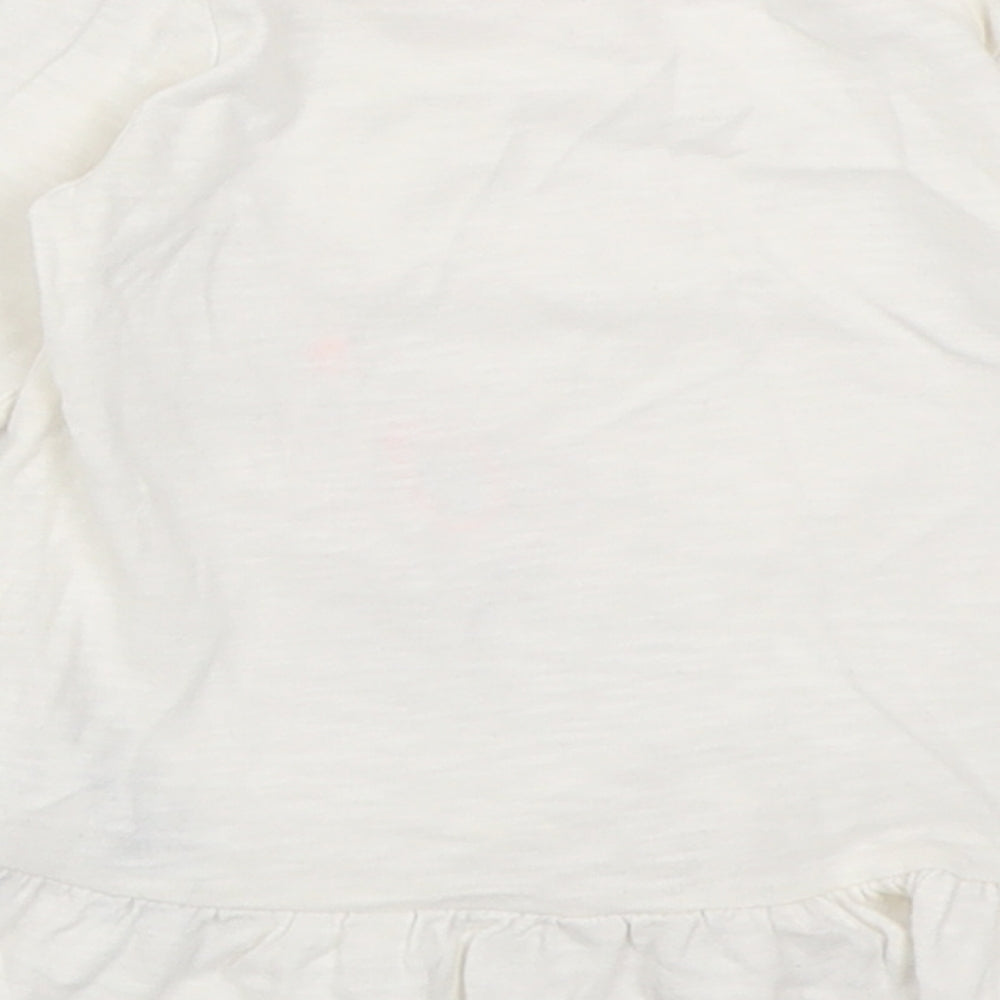 Mothercare Girls White  Cotton Tunic Casual Size 6-9 Months Crew Neck Button - elephant