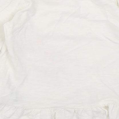 Mothercare Girls White  Cotton Tunic Casual Size 6-9 Months Crew Neck Button - elephant