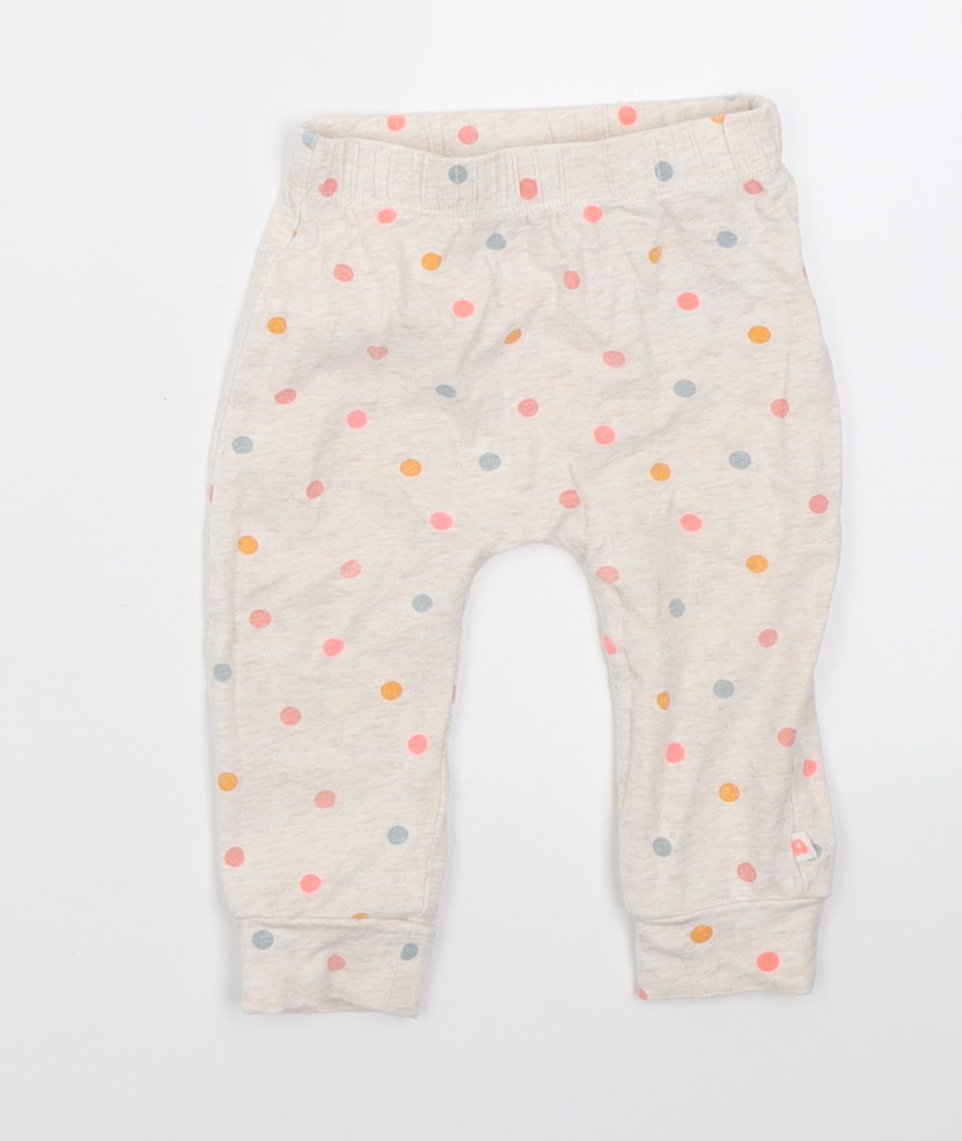 Mothercare Girls Beige Polka Dot Cotton Capri Trousers Size 6-9 Months  Pullover