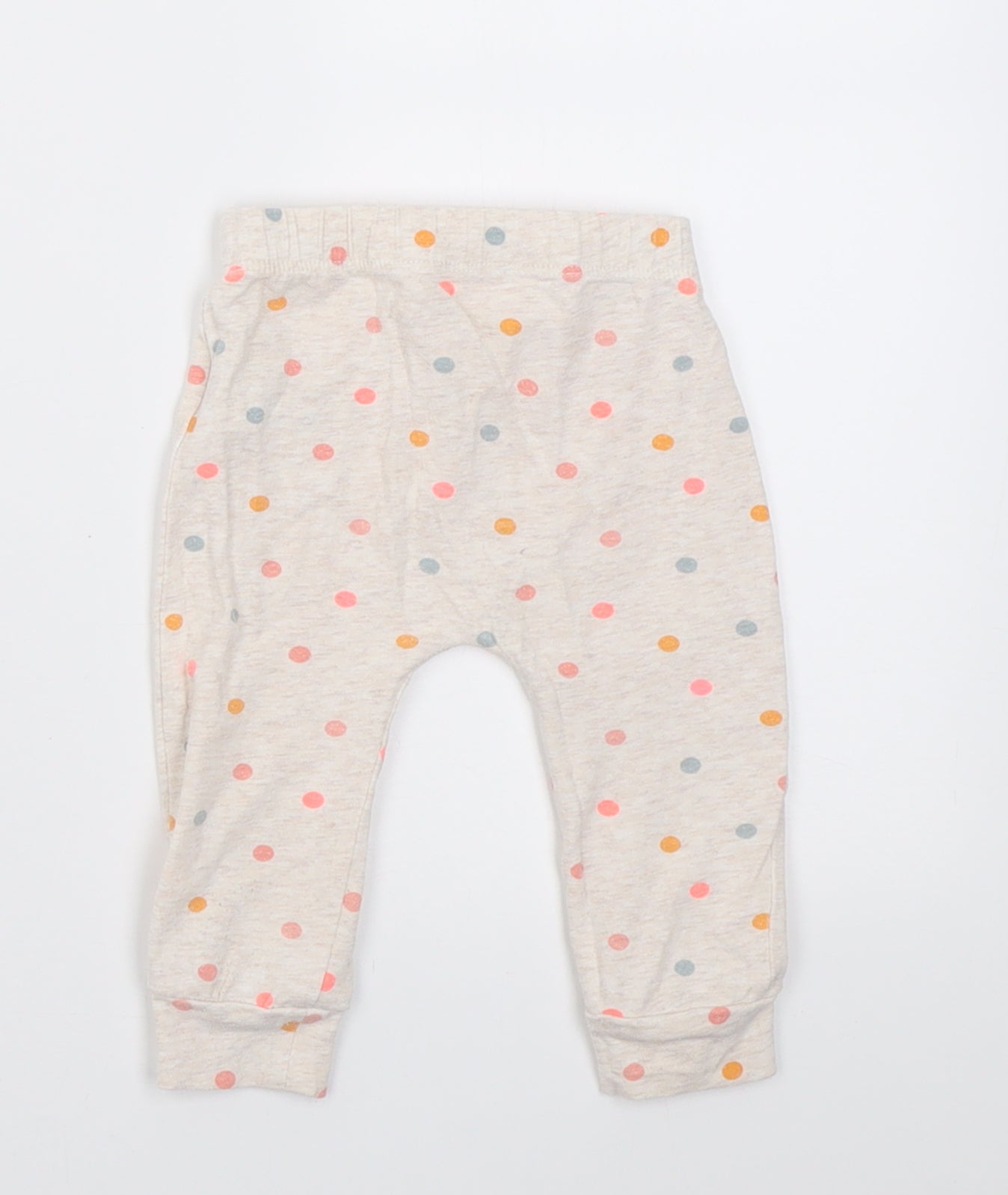 Mothercare Girls Beige Polka Dot Cotton Capri Trousers Size 6-9 Months  Pullover