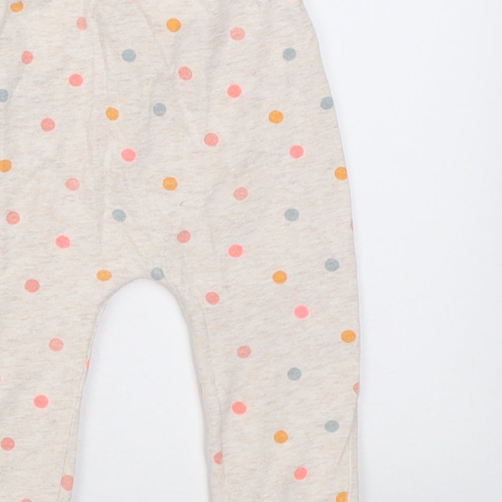 Mothercare Girls Beige Polka Dot Cotton Capri Trousers Size 6-9 Months  Pullover